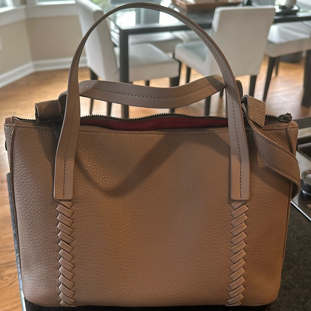 Hammitt crossbody bag, taupe with red interior, brand new, never been used.